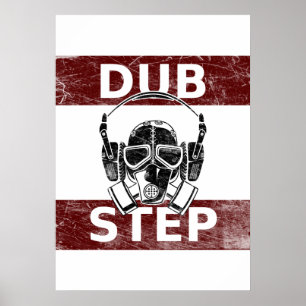 Poster Masque de gaz de Dubstep et écouteurs