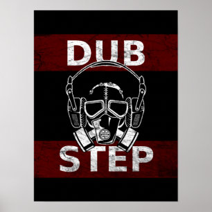Poster Masque de gaz de Dubstep et écouteurs