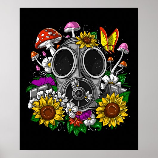Poster Masque de gaz de fleurs (Devant)