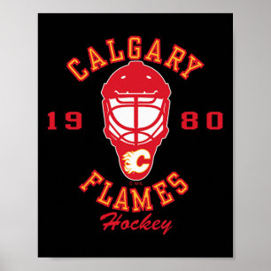Poster Masque de hockey des Flames de Calgary Noir Sous l