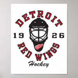 Poster Masque de hockey des Red Wings de Détroit Blanc Of