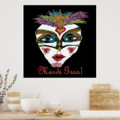 Poster Masque de plumes de Parties scintillant Mardi Gras (Cuisine)