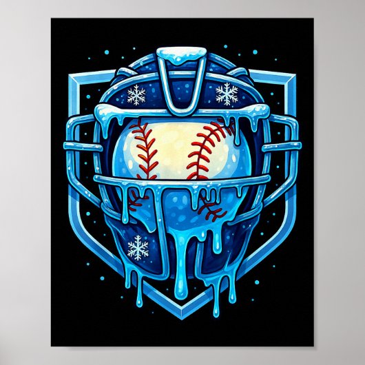 Poster Masque de receveur de baseball à gouttes de Noël C (Devant)