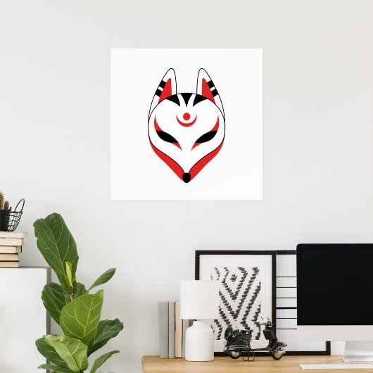 Poster Masque de renard Kitsune japonais (Bureau à domicile)