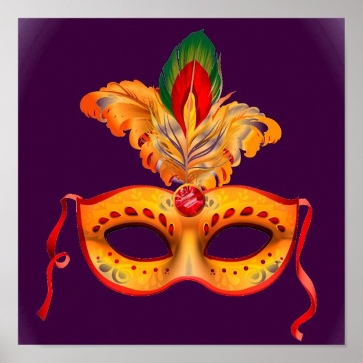 Poster Masque de théâtre royal violet jaune (Devant)