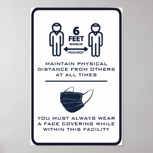 Poster Masque de visage de texte personnalisé + Avis d'ac (Devant)