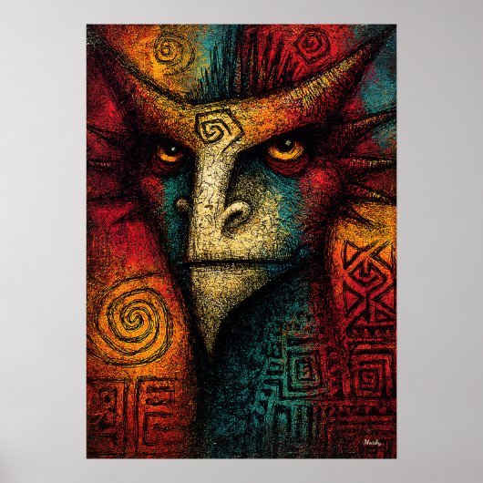 Poster Masque Esprit Primal Abstrait – Tribal expressionn (Devant)