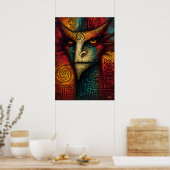 Poster Masque Esprit Primal Abstrait – Tribal expressionn (Cuisine)