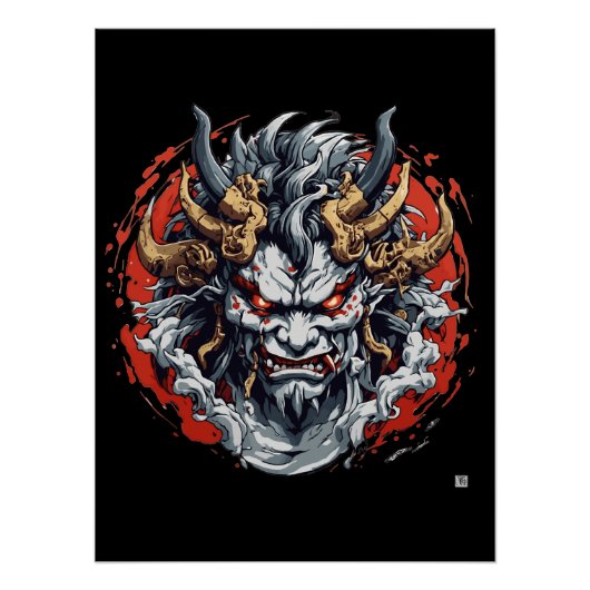 Poster Masque Hannya japonais (Devant)
