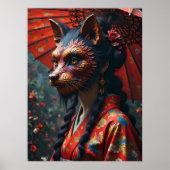 Poster Masque Kitsune japonais (Devant)