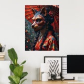 Poster Masque Kitsune japonais (Bureau à domicile)
