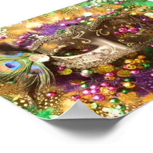 POSTER MASQUE MARDI GRAS RAINBOW (Coin)
