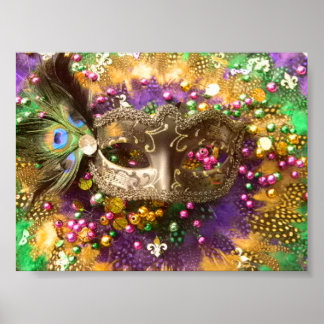 POSTER MASQUE MARDI GRAS RAINBOW