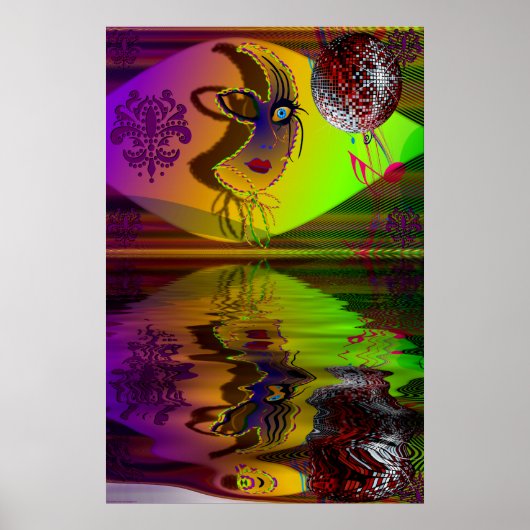 Poster Masque Mardi Gras Trompe l'oeil-V-2 R (Devant)