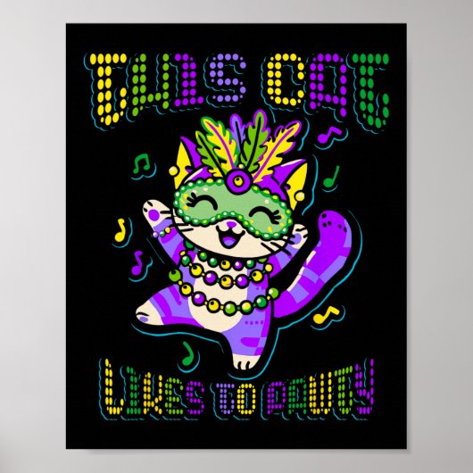 Poster Masque Mardi Vêtements Costumes Mardi Gras Chat (Devant)