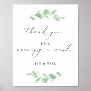 Poster Masque portant Mariage Eucalyptus Branche