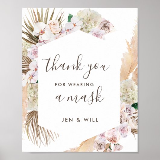 Poster Masque portant Mariage Pampas Gris Signal (Devant)