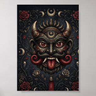 Poster Masque protecteur gothique inspiré de l'Inde pour