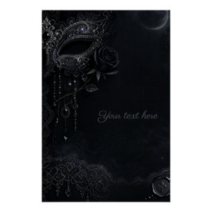 Poster Masque Rose Noire Gothique