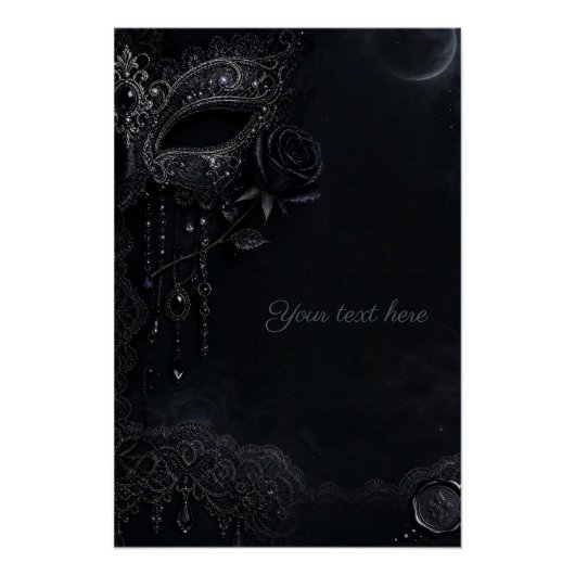 Poster Masque Rose Noire Gothique (Devant)