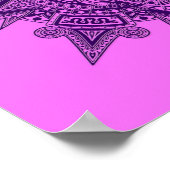 Poster Masque soleil aztèque violet et rose (Coin)