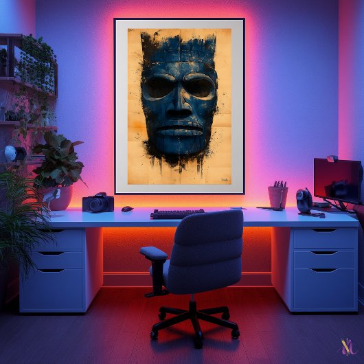 Poster Masque Tiki Guardian - Symbole spirituel polynésie