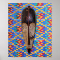 Masque Tribal Africain Bleu Jaune Orange Kente