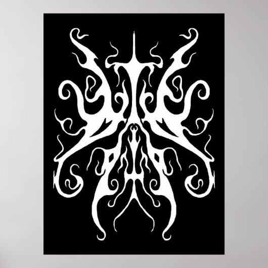 Poster Masque Tribal Blanc Élégant Design Abstrait (Devant)