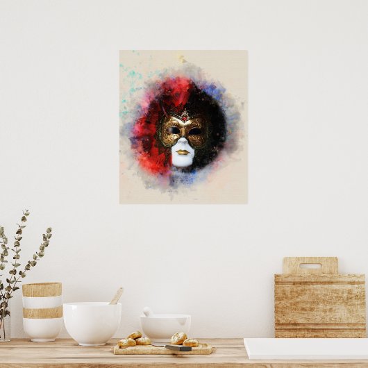 Poster masque vénitien carnaval (Cuisine)