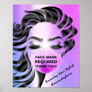 Poster Masque Visage Couverture Requise Covid Coiffeur Ro