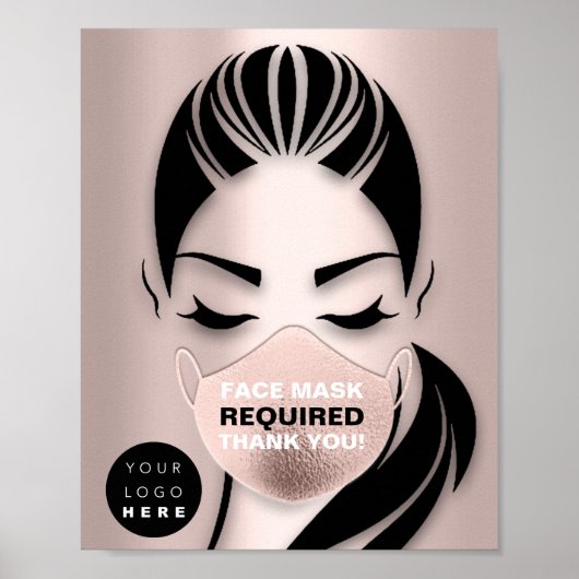 Poster Masque Visage Couverture Requise Covid Girl Logo P (Devant)