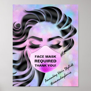 Poster Masque Visage Couverture Requise Covid Holographe