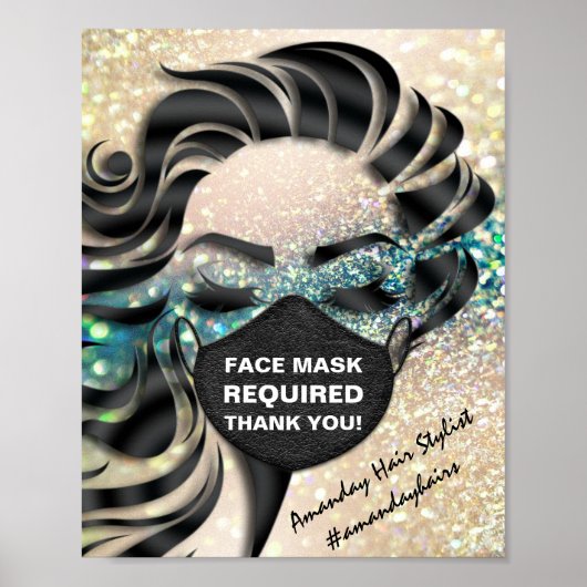 Poster Masque Visage Couverture Requise Covid Parties sci (Devant)