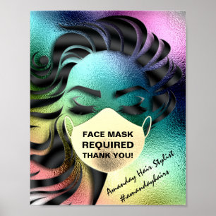 Poster Masque Visage Couverture Requise Covid Rainbow VIP