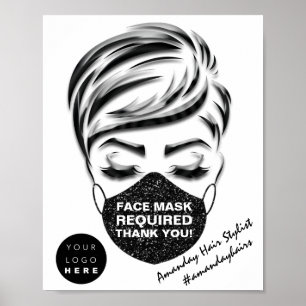 Poster Masque Visage Couverture Requise Lash Convid Logo