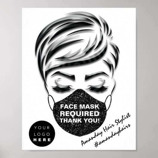 Poster Masque Visage Couverture Requise Lash Convid Logo  (Devant)