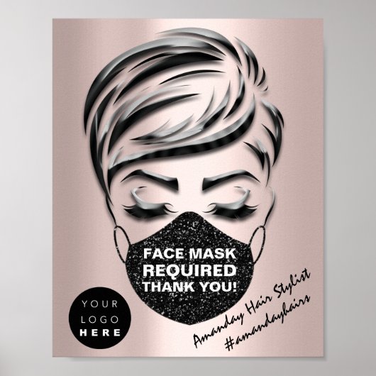 Poster Masque Visage Couverture Requise Logo Personnalisé (Devant)