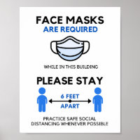 Masque Visage Requis Poster, 6 pi. Éloigné
