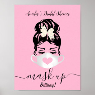 Poster Masque Visage Rose Bleu Requis Événements sociaux