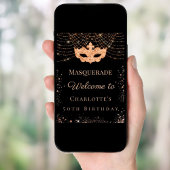 Poster Masquerade black gold glitter birthday party