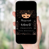 Poster Masquerade or noir bienvenue fête d'anniversaire