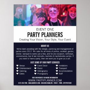 Poster Masquerade Party, Party Event Planner Publicité