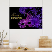 Poster Masquerade quinceañera anniversaire rose, masque v (Cuisine)