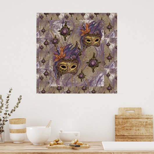 POSTER MASQUERADE VENISE  ART      (Cuisine)