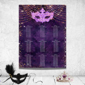 Poster Masquerade violet parties scintillant 9 tables