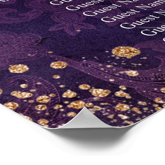 Poster Masquerade violet parties scintillant 9 tables (Coin)