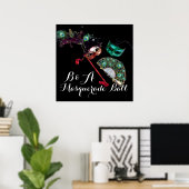 POSTER MASQUES DE VENISE POUR BAL MASQUÉ MONOGRAMME (Bureau à domicile)