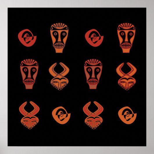 Poster masques décorés de tribu africaine (Devant)