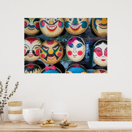 Poster Masques Hanoï Sur Le Marché (Cuisine)