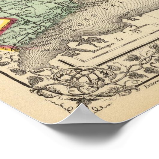 Poster Mass, Conn, RI Map par Mitchell (Coin)